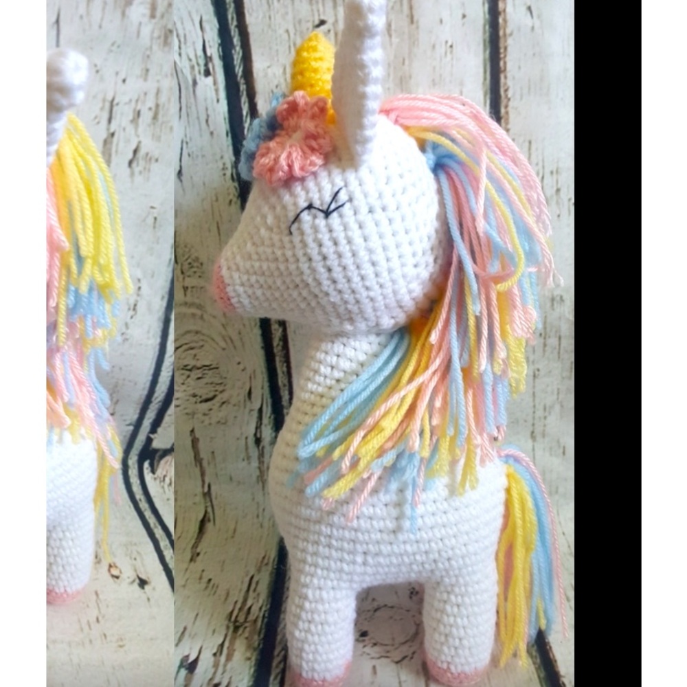 Large Crochet White Unicorn